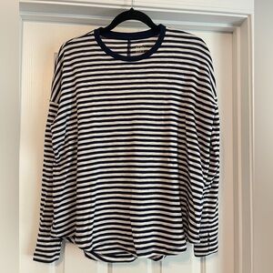 Aerie Real Soft Navy and White Striped Long Sleeve Tee